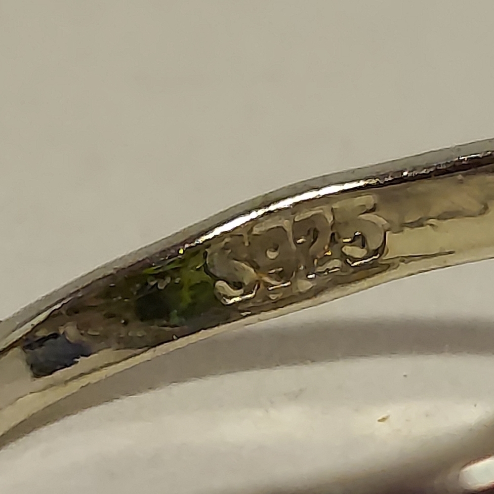 Sterling Silver 925 Faux Emerald Ring Green Gemstone Rhinestone 6.5 - Picture 9 of 10